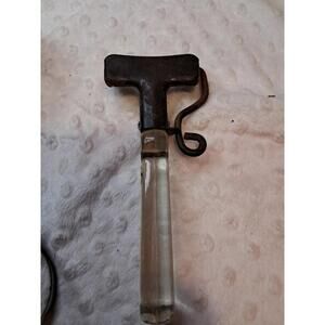 Vintage Pyrex Flameware Removable Handle Pot Pan Holder Glass Steel USA 1940